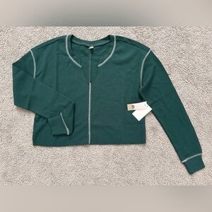 Long Sleeve Cropped Knit Henley NWT